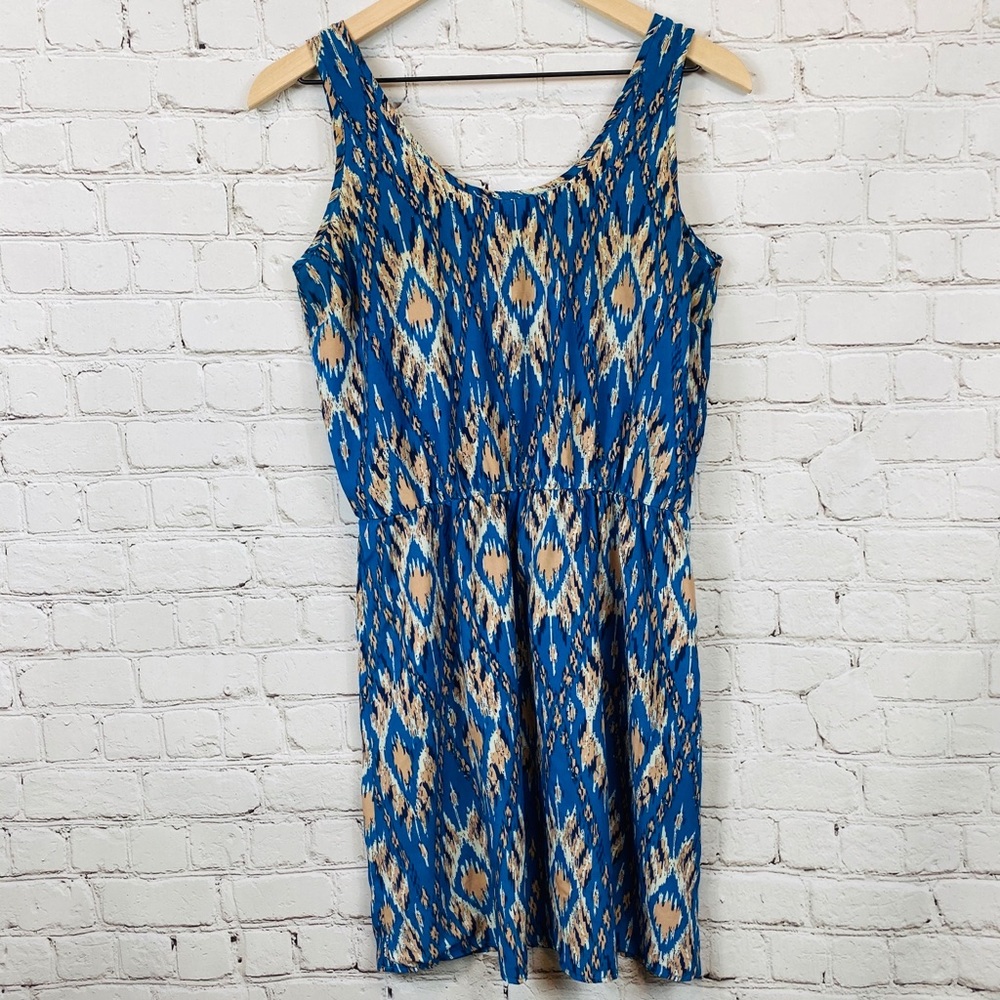 ANTHROPOLOGIE Tribal Print Tank Dress S Blue